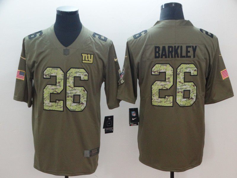 Men New York Giants 26 Barkley Green Nike Olive Salute To Service Limited NFL Jersey